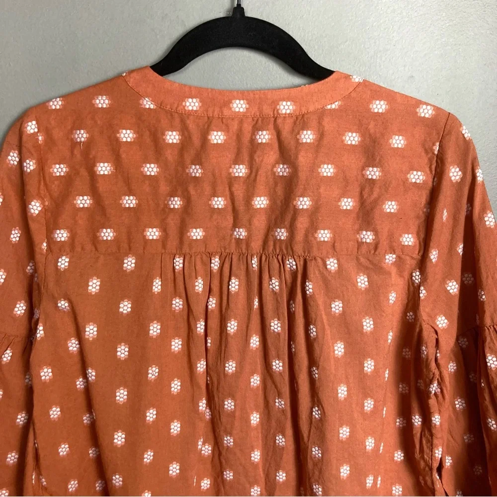J. Jill peasant top orange brown patterned button India up small - Picture 4 of 9